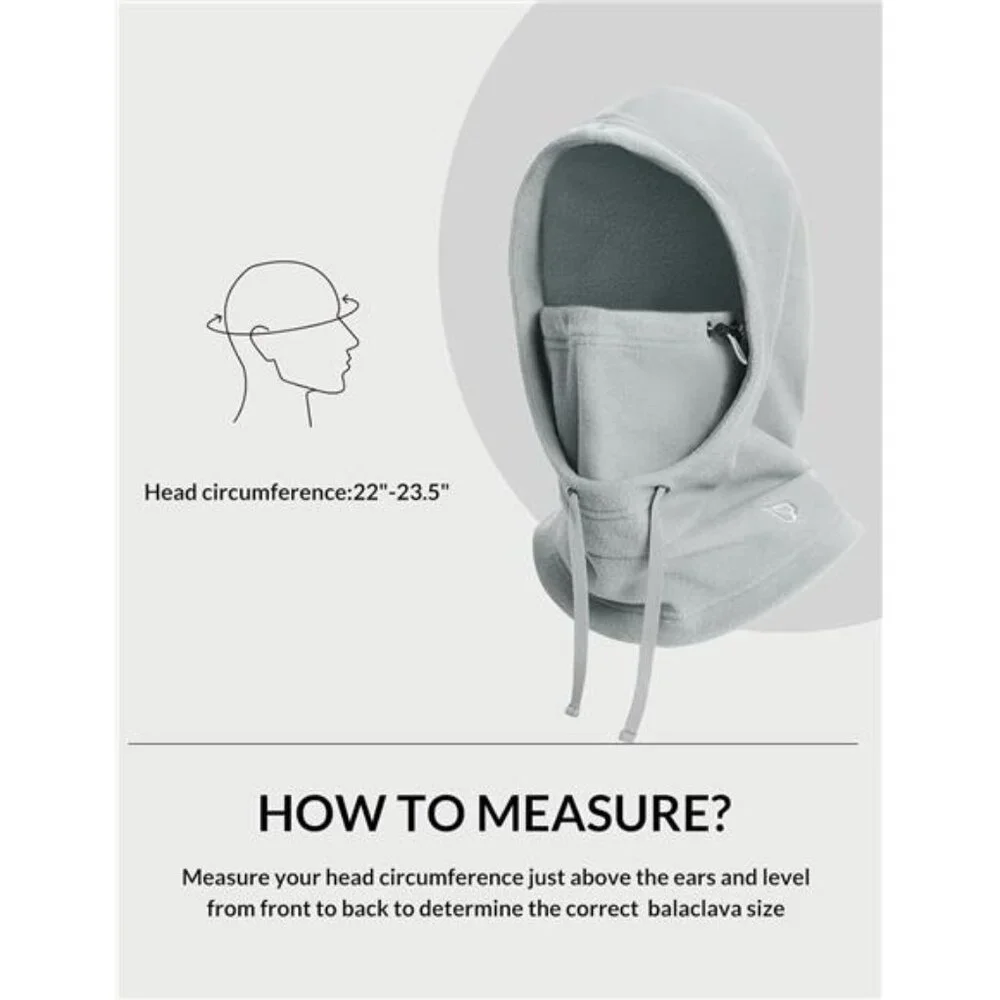 Unisex Fleece Balaclava Face Mask Thermal Ski Mask Face Cover with Hood Scarf